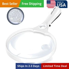 Large Magnifying Glass with Light, 10X 20X 45X Illuminated Handheld