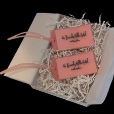 2 Authentic THE BEVERLY HILLS HOTEL & BUNGALOWS Pink Green Luggage Tags+Gift Box