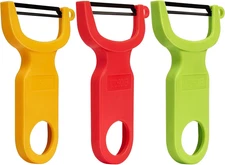 Original Vegetable Fruit Peeler Carbon Steel Blade 3 Pack Red/Green/Yellow…