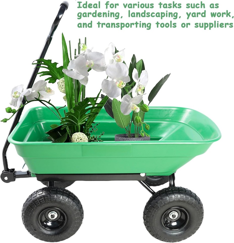 Poly Garden Wagon Dump Cart Heavy-duty Yard Carts and Wagons 300 lb ...