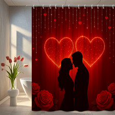 Romantic Red Hearts Shower Curtain for Valentine s Day