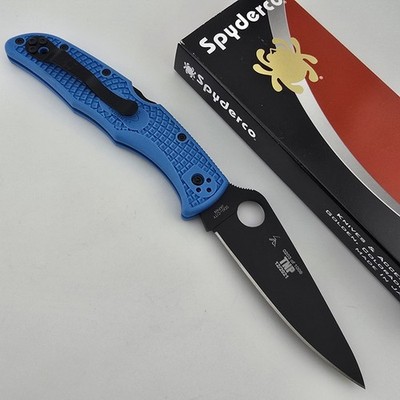 Spyderco Endura 4 Nutnfancy Folder S35VN Black DLC Blue FRN C10FPBLBKS35VN