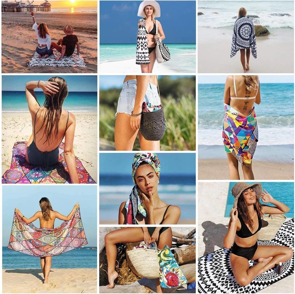 Juego de 2 paquetes de toallas de playa de gran tamaño extra grandes XL piscina camping natación espacio libre Foto 3 de 4