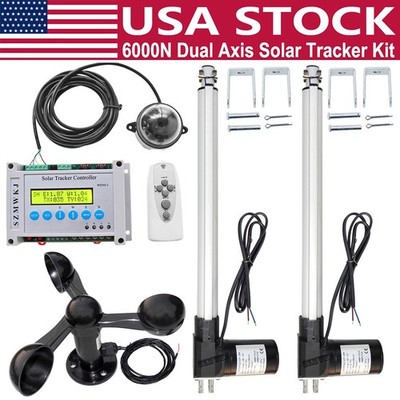 6000N Dual Axis Solar Tracker 18'' Linear Actuators 12V Controller Sun Track Kits