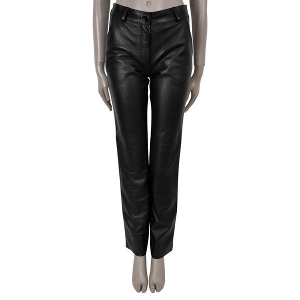 Hermès Black Leather Pants 2010 Straight 36 XS