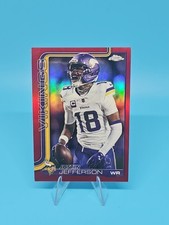 🔥2025 Topps Chrome Football Justin Jefferson  Image Variation Red Refractor 3/5