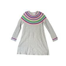 Mini Boden Girls Grey Rainbow Fair Isle Knit Sweater Dress Wool Alpaca 9-10Y