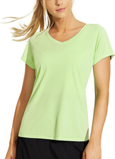 Women'S Quick Dry Short Sleeve T-Shirts V-Neck UPF 50 Tops Workout Athletic Fit
