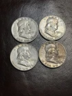 4 Ben Franklin Half Dollars 1951-1957 90% Silver Lot #1 - $2 Face