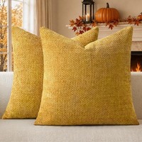 Kissenbezug Herbst Gelb Chenille 50X50 Cm 2Er Set Deko Kissen