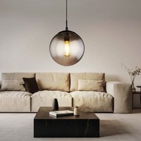 Luxus Decken Pendel Leuchte Glas Kugel Rauch-Farben Wohn Ess Zimmer HäNge Lampe