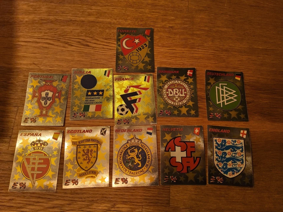 Panini EM/EC Europa 96 England 112 versch. Sticker ungeklebt 11 Wappen + 9 DE - Bild 3 von 3