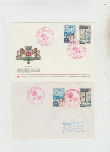 France 1974  2 FDC  Red Cross issue  good condition