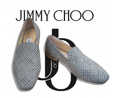 JIMMY CHOO 36.5 Jaida Flat Silver Prince Of Stars Glitter Square Toe Loafers 6