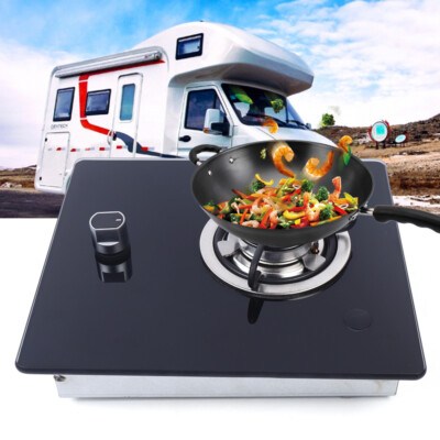 Boat Caravan RV Camper Built in 1 Gas Burner LPG Gas Stove Hob w/ Tempered Glass