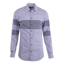 Dolce & Gabbana Gold Stripes Cotton Patchwork Shirt White Blue 38 15 XS 04823