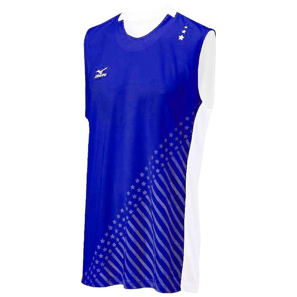 Спортивная майка без рукавов Mizuno DryLite Mens National VI Royal White Xtra Small 2190₽