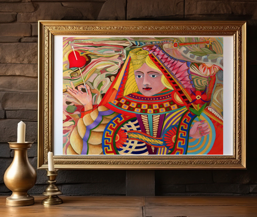 Pokerkarte Wohndeko Wandbild "Königin der Herzen" 2024 Giclée JH braun - Bild 13 von 16