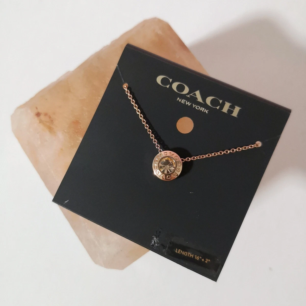 NWT COACH OPEN CIRCLE STONE STRAND NECKLACE F54514 ROSEGOLD 88 eBay