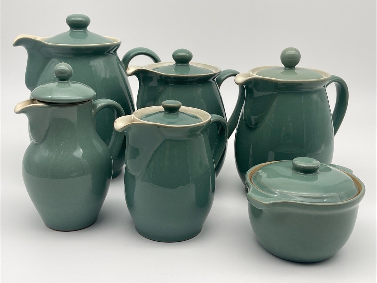 Vintage Pce Denby Pottery Stoneware Tea/Coffe Full Set Manor Green