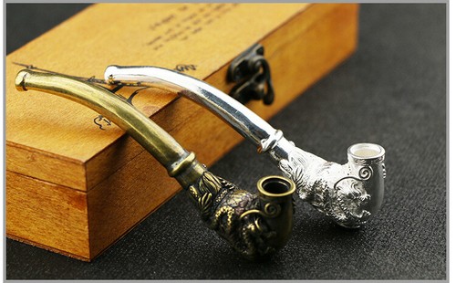 Kupfer Drache und Phönix Zigarettenhalter reines Kupfer Handwerk Ornamente Neu - Bild 9 von 22