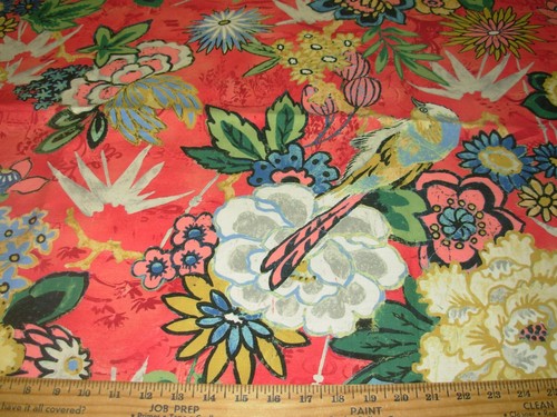 2 YDS P KAUFMANN VÖGEL BLUMEN SOMMER BAUMWOLLE DRAPIERUNG POLSTERSTOFF FÜR WENIGER