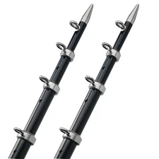 TACO 15 Ft Telescopic Outrigger Poles Heavy Duty Black Silver Fishing Gear