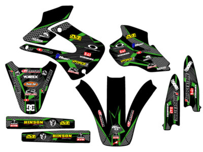 1998-2000 KX 80 PODIUM Black Senge Graphics Kit Compatible with Kawasaki