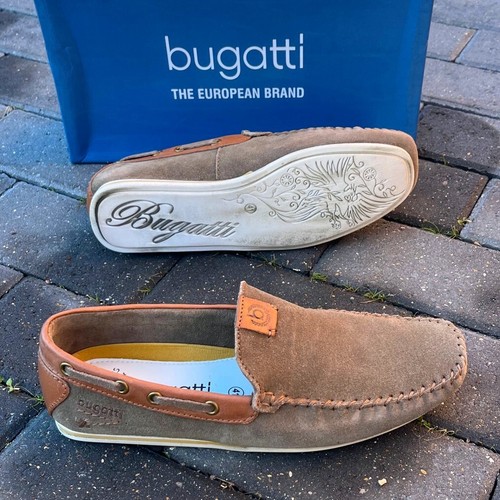 *NEW* Sand Suede Leather Designer Bugatti Lace Up Moccasin Shoes Rubber Sole 7 - Picture 3 of 3
