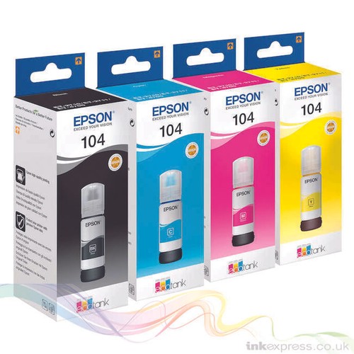 Botella De Tinta Original 104 EcoTank Epson Set Completo De Recarga Para  ET-2710 ET-2711 ET-4700 | eBay
