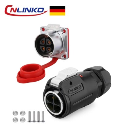 CNLINKO LP-24 M24 4-Pin 4- Polig Netzstecker & Steckdosen Wasserdichter IP68