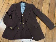Vintage Brass Button Blazer Vest Geoffrey Beene Brown Men’s Suit Jacket