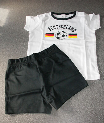 Baby Jungen Nachtwäsche Schlafanzug Sommer Pyjama Shorty Fußballmotiv  NEU