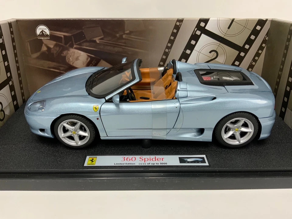 1/18 Hot Wheels Elite Ferrari 360 Spider en azul plateado P9905 NC1130 Foto 3 de 4