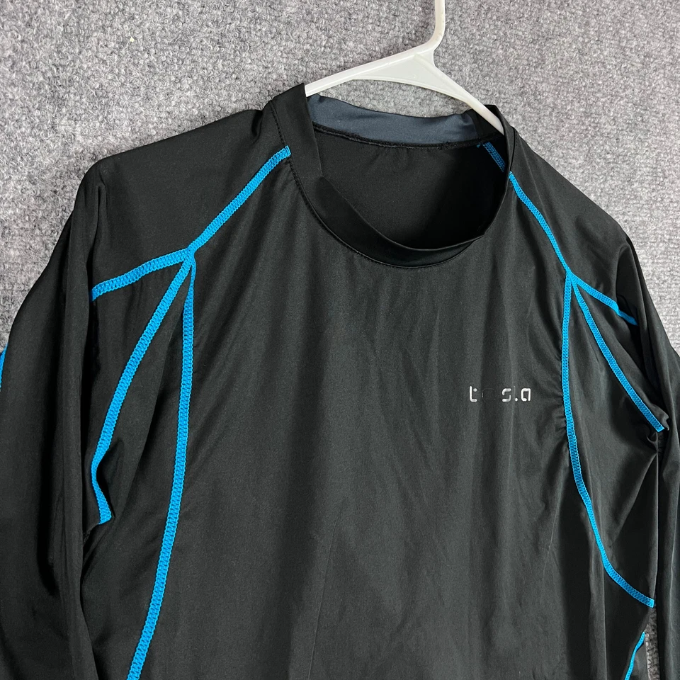 Camisa Top Tesla Performance para Mujer XL Larga Negra Azul Logo Spellout Foto 4 de 4