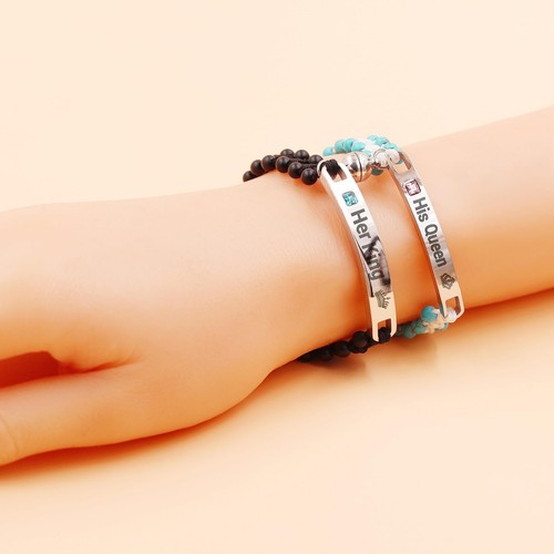 His Queen Her King Matching Couple Bracelets for Boyfriend Girlfriend Him Her - Picture 4 of 8