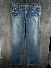 Big Star Denim Jeans Women Blue 29L USA Made Ladies Cotton Lycra Embroidered