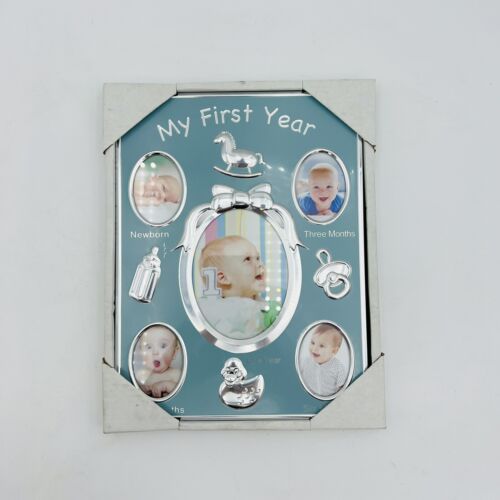 Concepts in Time My First Year Baby Photo Collage Silver Frame NB 3 6 9 12 mths