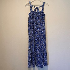 Old Navy Blue Floral Tie-Back Midi Sundress Size Medium