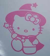 HELLO KITTY WITCH HALLOWEEN STICKER DECAL, PINK