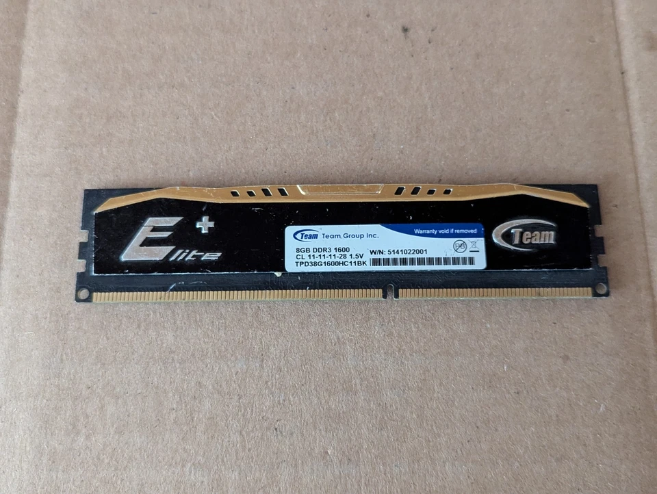 TEAM ELITE+ 8GB TPD38G1600HC11BK X1 DDR3 1600MHZ CL11 DIMM GAMING RAM B6-3(13) - Image 2 of 3