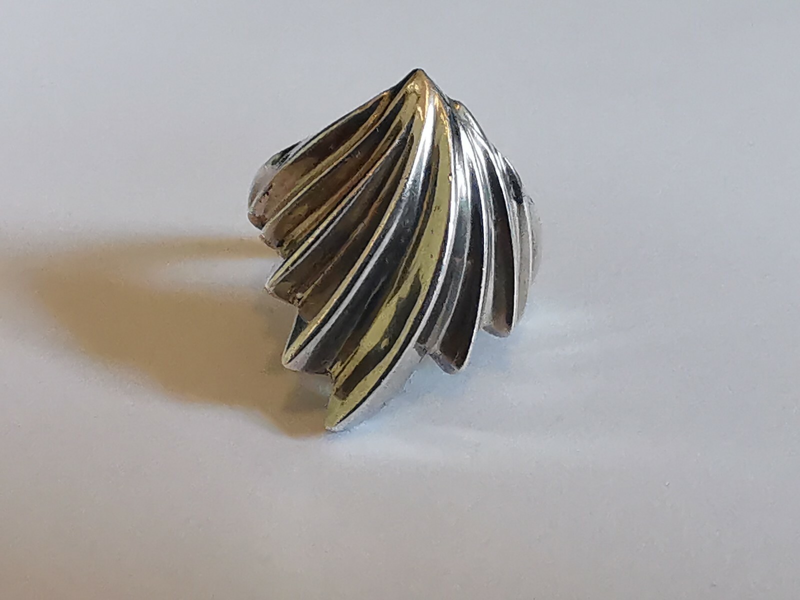 LARGE SILVER STATEMENT RING 925 FAN shaped CONTEM… - image 7