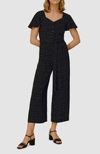  745 Whistles Women's Black Sweetheart Triangle Print Button Ankle Jumpsuit US 6