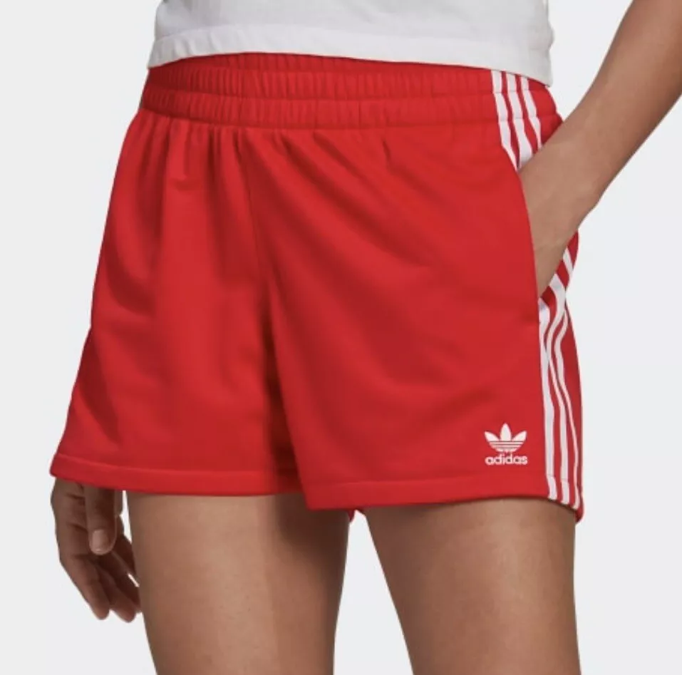 originals 3 stripe shorts women vivid Red w White sz M NWT trefoil | eBay