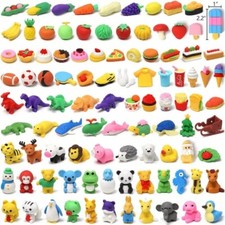 50 X Cute Eraser Mix Shaped Top Erasers Fun Kids Rubbers Party Gift Bag Fillers