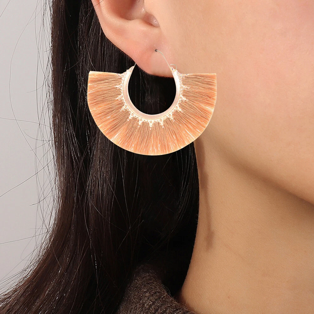 Fan shaped tassel best sale earrings
