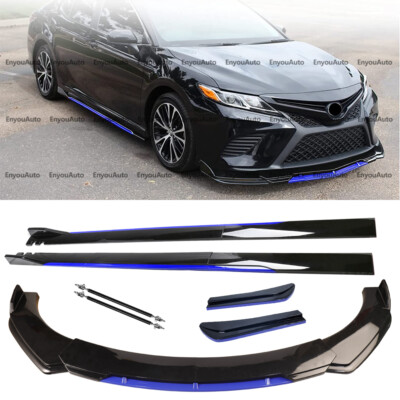 #ad #ad For Toyota Camry Front Bumper Lip 86quot; Side Skirt Rear Bumper Lip Black Blue $118.57