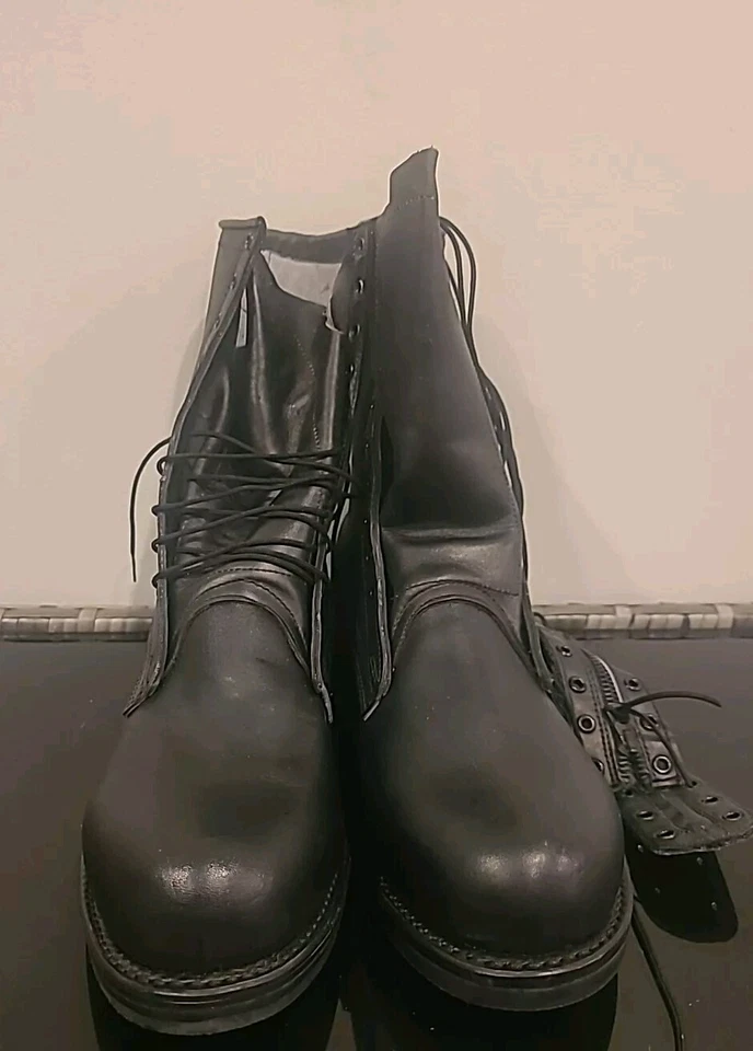 Biltrite Zapatos Ejército Botas Negro Cuero Sólido Combate EE. UU. Talla 10D Foto 3 de 4
