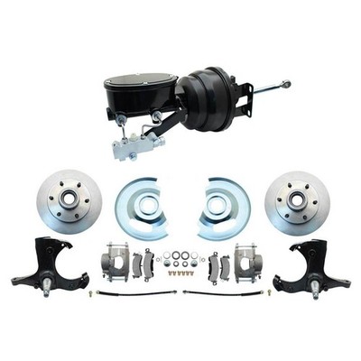 CJ Classics Truck Power Disc Brake Conversion Kit 6-Lug Black 8'' Booster Chev...