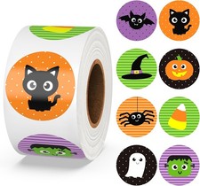 500 PCS Halloween Stickers Roll, 1.5 inch Round Seal Labels Decorations Adhesive